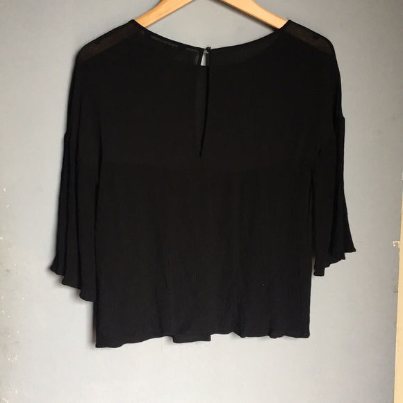 ZARA Woman Black Flowy Sheer Blouse - Picture 4 of 5